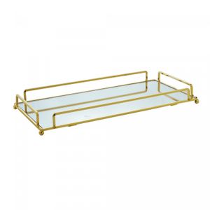 Conjunto 2 Bandejas Decorativas de Metal Dourada 36cm x 20cm x 5cm/34cm x 16cm x 4cm - Wolff