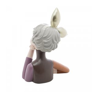 Figura Decorativa Boneca com Xícara de Resina 21cm x 12cm x 29cm - Wolff