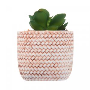 Cachepot de Cerâmica com Suculenta Trançado 7,5cm x 7,5cm X 9,5cm - Wolff