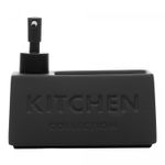 Porta-Detergente-Liquido-com-Suporte-para-Esponja-Soft-Touch-Cinza-380ml-Ceramica-Wolff