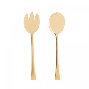 Conjunto 2 Peças Colher e Garfo para Salada de Aço Inox Berna Dourado - Wolff