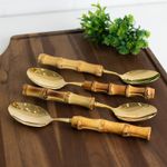 Conjunto-4-Colheres-para-Mesa-de-Aco-Inox-com-Cabo-de-Bambu-Tulum-Dourado-205cm-Wolff