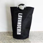 Cesto-para-Lavanderia-de-Poliester-com-Alca-em-Aluminio-Preto-37cm-x-37cm-x-76cmm-Lyor