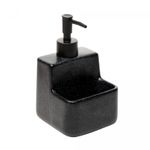 Porta-Detergente-Liquido-com-Suporte-para-Esponja-Granilite-Preto-360ml-Ceramica-Lyor