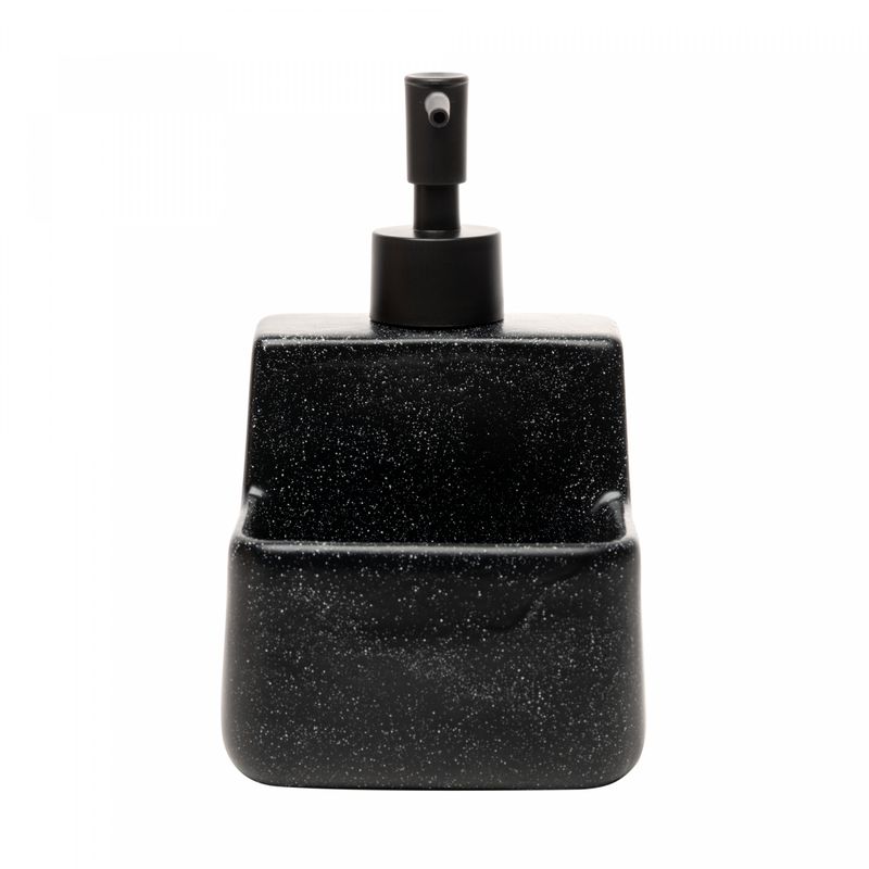 Porta-Detergente-Liquido-com-Suporte-para-Esponja-Granilite-Preto-360ml-Ceramica-Lyor