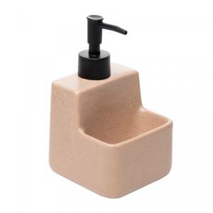 Porta Detergente Líquido com Suporte para Esponja Granilite Nude 360ml Cerâmica - Lyor