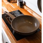 Frigideira-Wok-de-Inducao-Granito-Chef-28cm-Taupe-Aluminio-com-Revestimento-Ceramico-Lyor