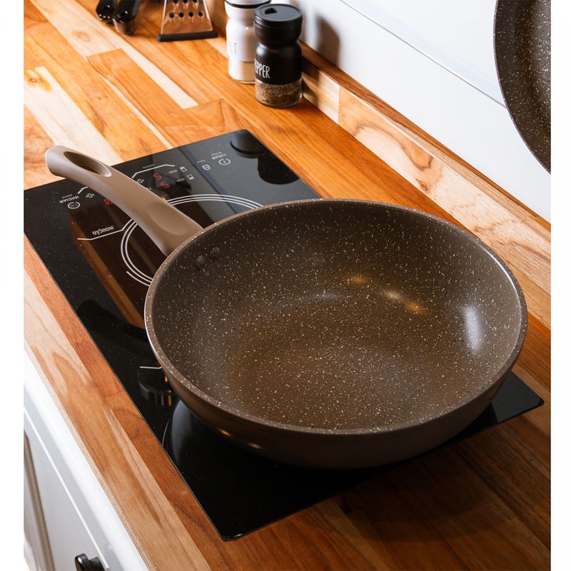 Frigideira-Wok-de-Inducao-Granito-Chef-28cm-Taupe-Aluminio-com-Revestimento-Ceramico-Lyor