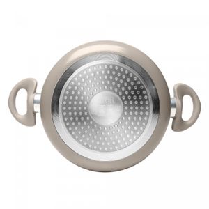 Caçarola de Indução Granito Chef 22cm Taupe Alumínio com Revestimento Cerâmico e Tampa de Vidro Lyor