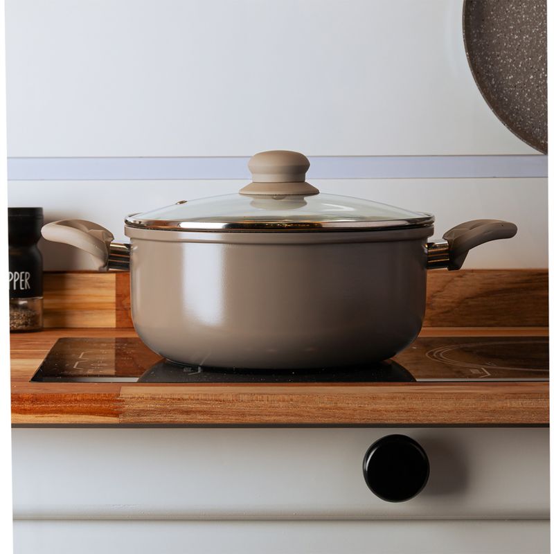 Cacarola-de-Inducao-Granito-Chef-22cm-Taupe-Aluminio-com-Revestimento-Ceramico-e-Tampa-de-Vidro-Lyor