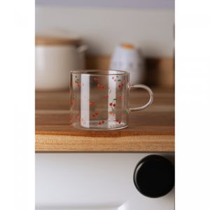 Caneca Cherry 125ml Vidro Borossilicato Resiste ao Calor - Lyor