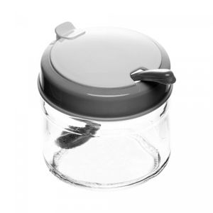 Pote com Tampa e Colher Siena 300ml Cinza Vidro - Lyor