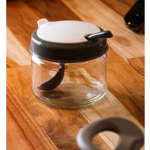 Pote com Tampa e Colher Siena 300ml Cinza Vidro - Lyor