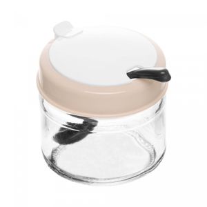 Pote com Tampa e Colher Siena 300ml Bege Vidro - Lyor