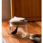 Porta-Mantimento-com-Tampa-e-Colher-Siena-300ml-Bege-Vidro-Lyor