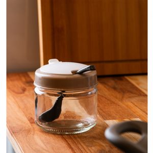 Pote com Tampa e Colher Siena 300ml Bege Vidro - Lyor