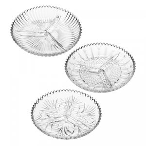 Petisqueira com 3 Divisórias 22cm X 3,5cm Sortida Cristal - Lyor