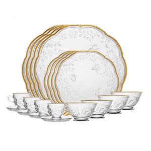 Jogo de Jantar 20 peças New Butterfly com Fio de Ouro Cristal Ecológico - Lyor