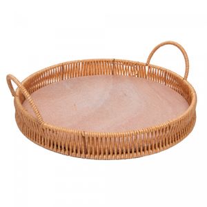 Bandeja Redonda com Alça Kali 25cm x 4,5cm Plástico - Lyor