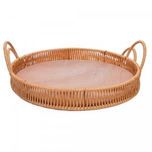 Bandeja Redonda com Alça Kali 25cm x 4,5cm Plástico - Lyor