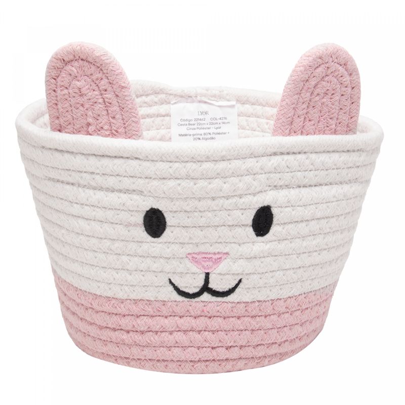 Cesta-Rabbit-22cm-x-22cm-x-14cm-Branca-Poliester-Lyor