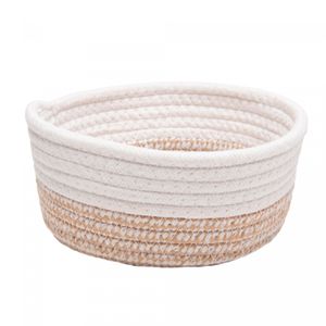 Cesta 20cm x 20cm x 9cm Bege/Branca Poliéster - Lyor