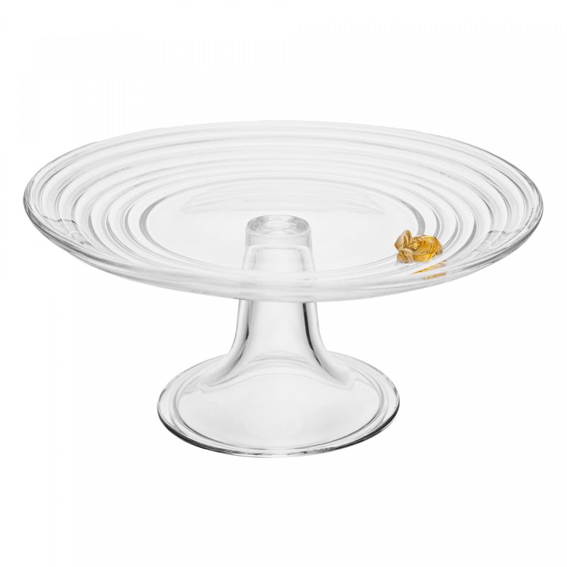 Prato-para-Bolo-com-Pe-Little-Bee-19cm-x-19cm-x-10cm-Cristal-Lyor