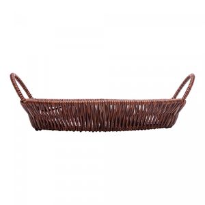 Cesta Oval com Alça Rattan 29cm x 22cm x 7,5cm Plástico - Lyor