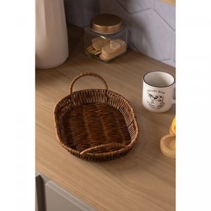 Cesta Oval com Alça Rattan 26cm x 18,5cm x 7,5cm Plástico - Lyor