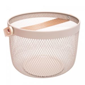 Cesta com Alça Perfect 24,5cm x 18,5cm x 27cm Bege Metal - Lyor