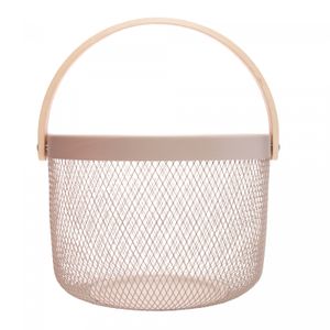 Cesta com Alça Perfect 24,5cm x 18,5cm x 27cm Bege Metal - Lyor