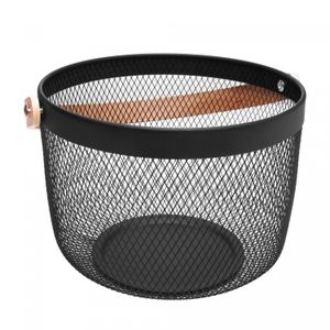 Cesta com Alça Perfect 24,5cm x 18,5cm x 27cm Preta Metal - Lyor