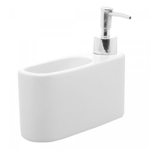 Porta Detergente Líquido de Cerâmica com Suporte para Esponja Branco - Lyor