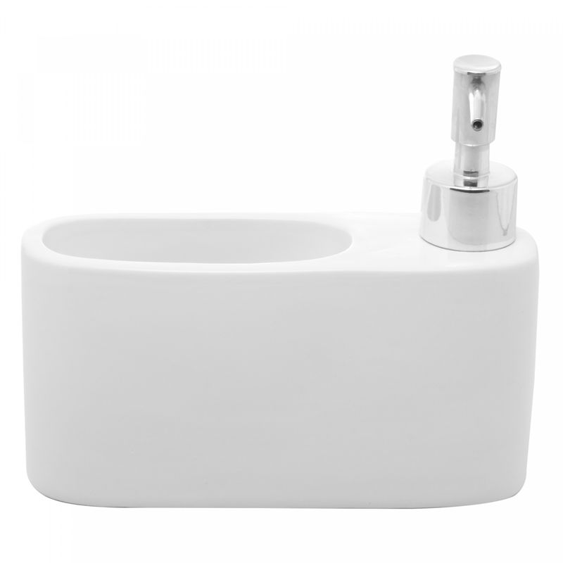 Porta-Detergente-Liquido-de-Ceramica-com-Suporte-para-Esponja-Branco-Lyor