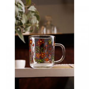 Conjunto 2 Canecas Amor e Flor 220ml Vidro - Lyor