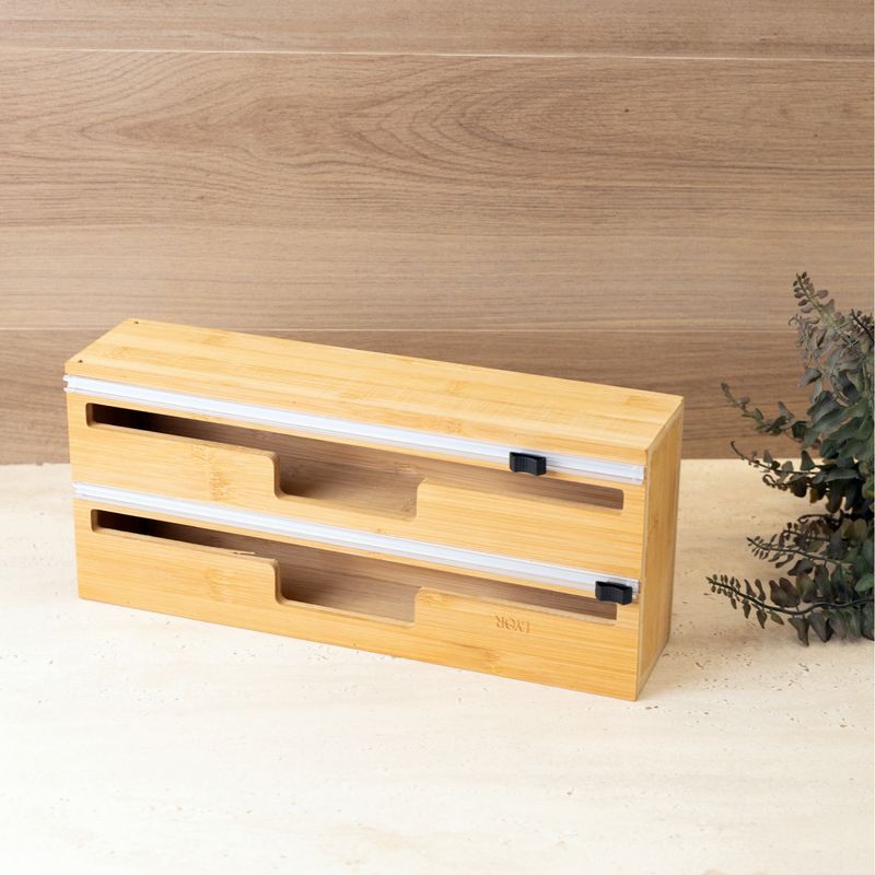 Suporte-de-Parede-2-em-1-para-Papel-Aluminio-e-Plastico-Filme-em-Bambu-Lyor
