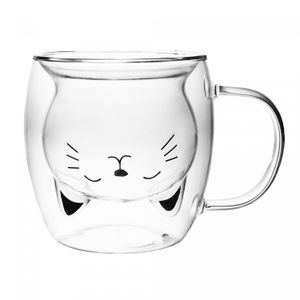 Conjunto 2 Xícaras de Chá Parede Dupla Cat 250ml Vidro Borossilicato - Wolff
