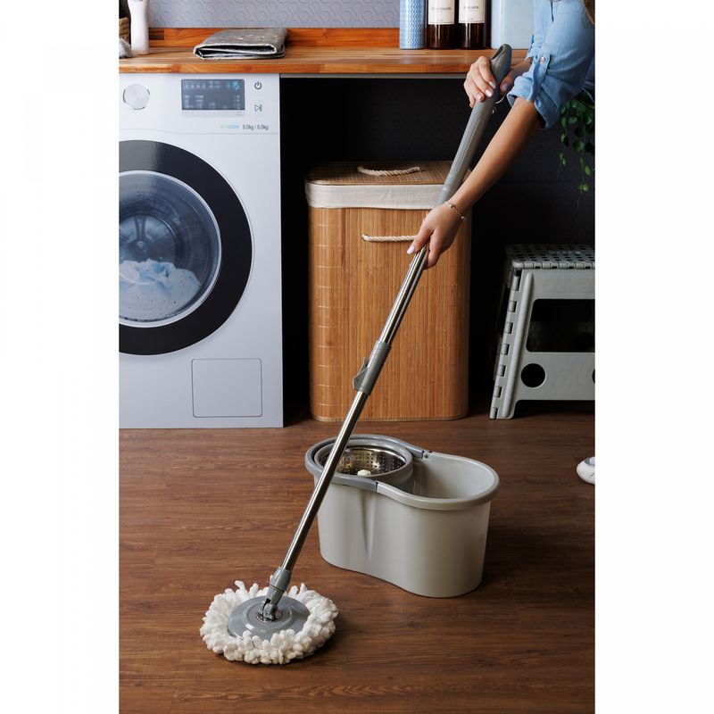 Mop-Giratorio-com-Cabo-Extensivel-de-Aco-Inox-115m-com-Balde-Plastico-9L-e-Refil-Microfibra-Fit-L