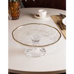 Prato-para-Bolo-com-Pe-New-Butterfly-com-Fio-de-Ouro-265cm-x-27cm-x-12cm-Cristal-Ecologico-Lyor
