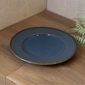 Prato Raso de Cerâmica Linear Azul 27cm - Lyor