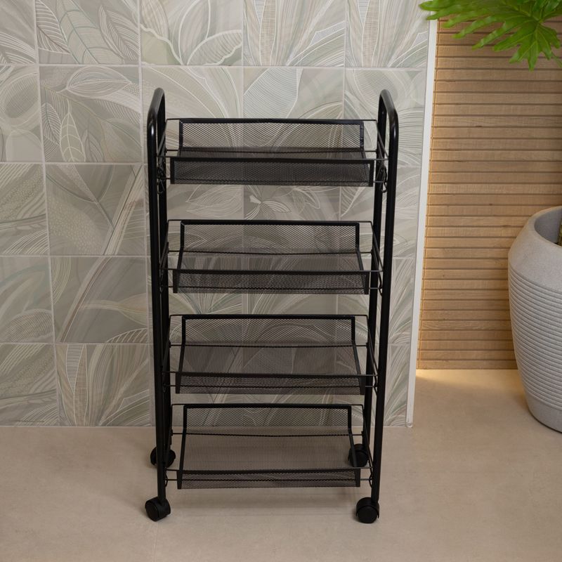 Carrinho-Organizador-Multiuso-de-Metal-4-Prateleiras-com-Rodinhas-Preto-44cm-x-26cm-x-83cm-Lyor