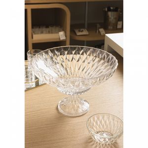 Centro de Mesa de Cristal com Pé Diamond 32cm x 20cm - Lyor