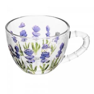Xícara de Chá Lavanda Hand Painting 10,8cm x 14cm Cristal - Lyor