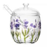 Acucareiro-com-Colher-e-Tampa-Lavanda-Hand-Painting-8,5cm-x-11,3cm-Cristal-Lyor