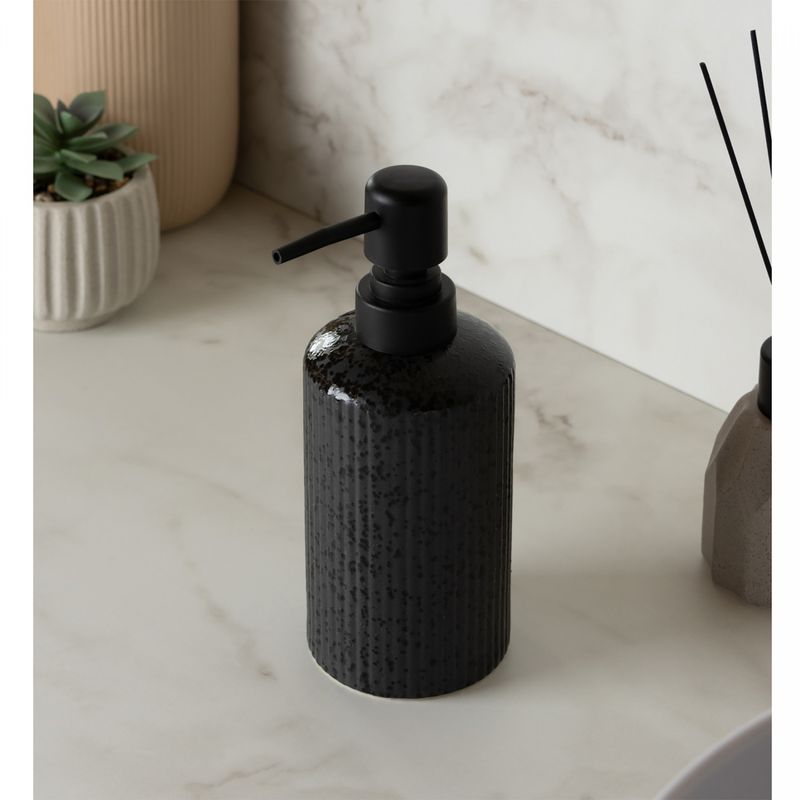 Porta-Sabonete-Liquido-Lines-300ml-Preto-Ceramica-Wolff