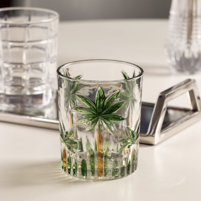 Copo-Baixo-Palm-Tree-Handpaint-340ml-Cristal-Ecologico-Wolff
