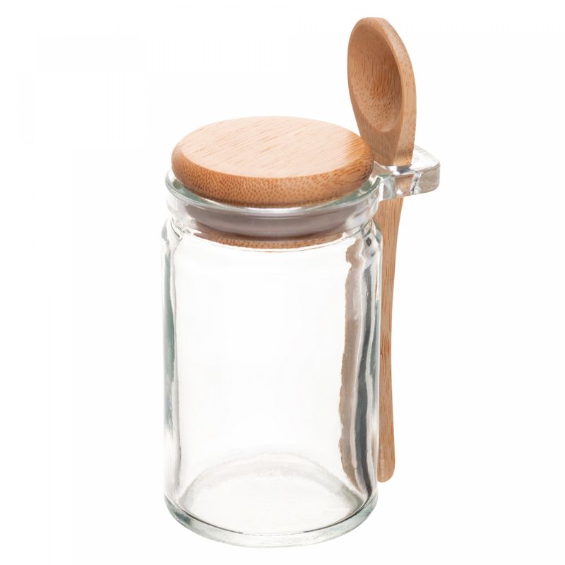 Porta-Mantimentos-Redondo-com-Colher-e-Tampa-de-Bambu-350ml-Vidro-Wolff