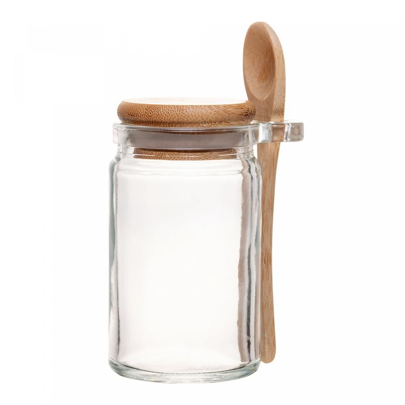 Porta-Mantimentos-Redondo-com-Colher-e-Tampa-de-Bambu-350ml-Vidro-Wolff
