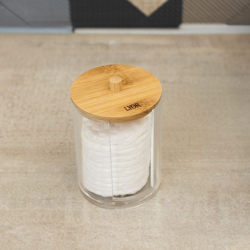 Porta-Algodao-de-Poliestireno-com-Tampa-de-Bambu-My-Box-7cm-x-7cm-x-105cm-Lyor