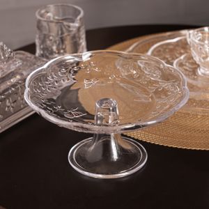 Prato para Bolo com Pé New Butterfly 19cm x 9cm Cristal Ecológico - Lyor